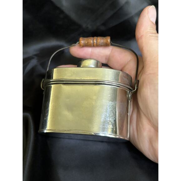 Antique Salesman Sample Miner's Lunch Box 3" Tall x 3.5" Wide Wooden Handle - Picture 16 of 16